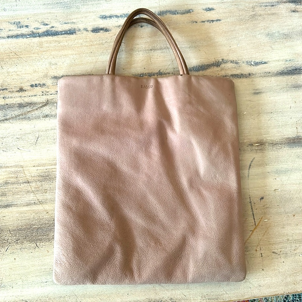BAGGU Pink Suede Tote - Picture 4 of 9